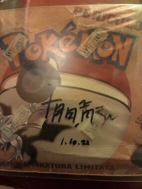 POKEMON 1999 FOSSIL ITALIA PRINT BOOSTER SEALED + AUTOGRAPHED MITSUHIRO ARITA